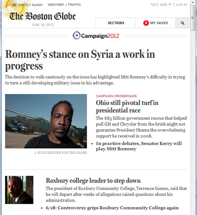 Responsive Design Boston Globe narrow design